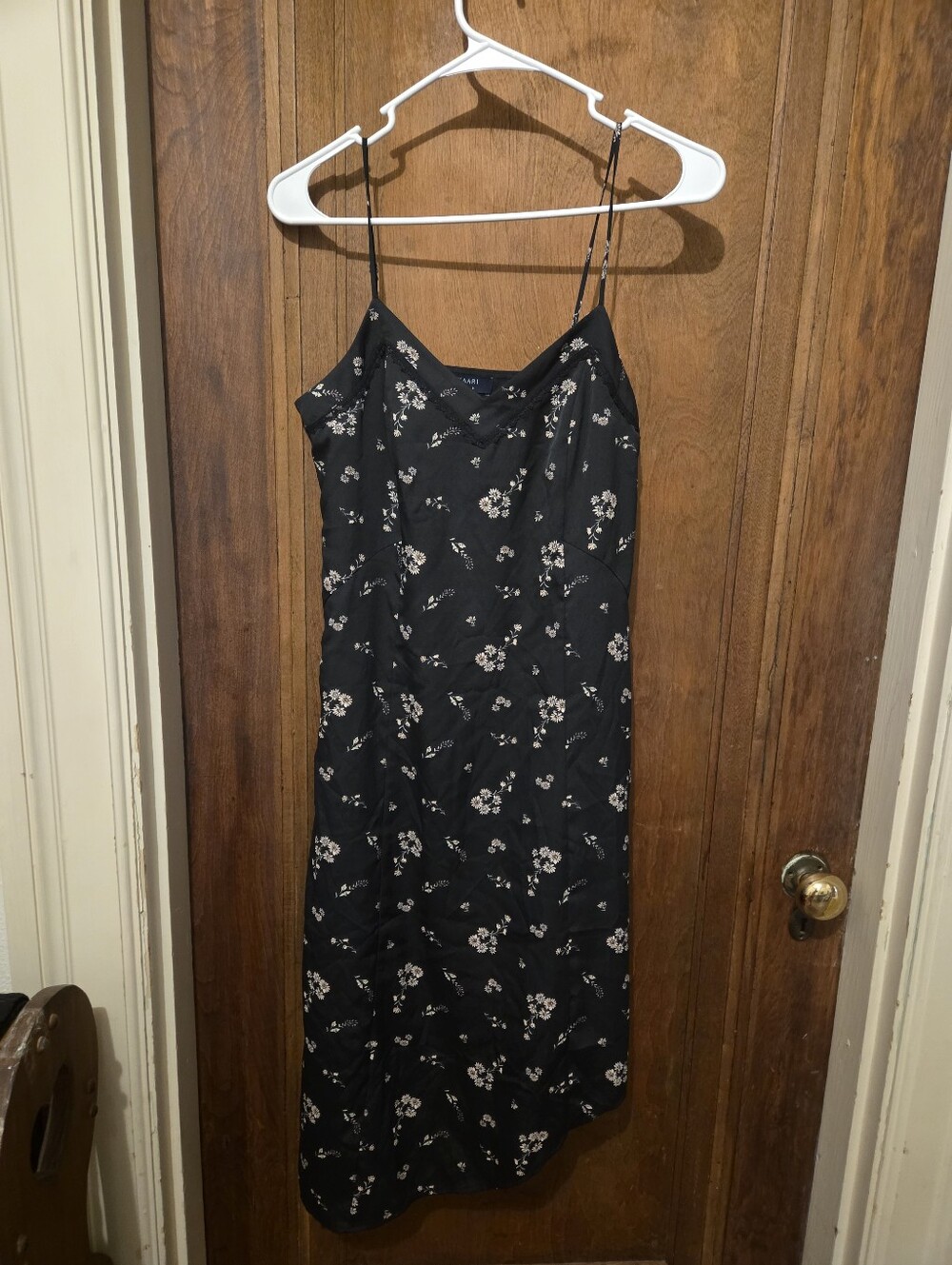 Kaari Blue Black Floral Midi Slip Dress